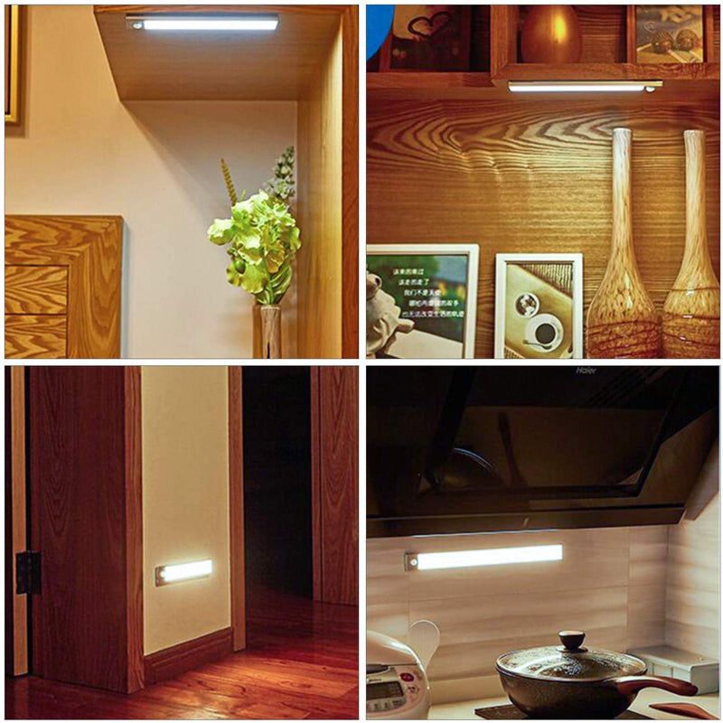 Motion Sensor Cabinet Light, Under Counter Closet Lighting, Brighter 39 LED Wireless USB Rechargeable Battery Operated Stick On Night Light Bar for Wardrobe,Cupboard,Bedroom,Hallway,Stairs,Warm White - LeoForward Australia