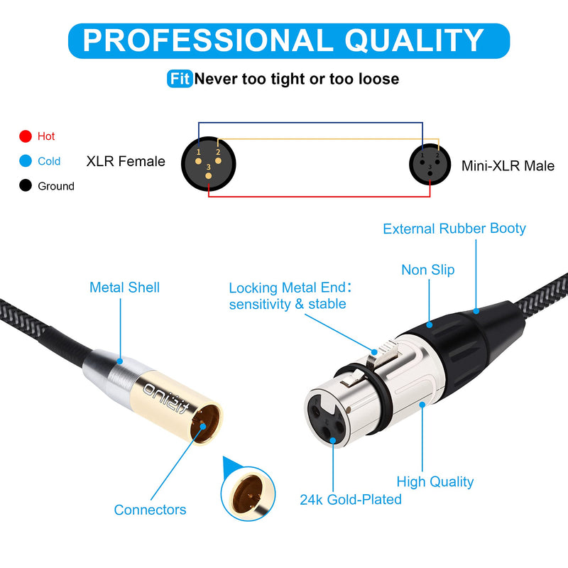  [AUSTRALIA] - TISINO Mini XLR Male to XLR Female Microphone Audio Cable for Blackmagic Pocket 4K Camera Video Assist 4K - 1ft 1 feet