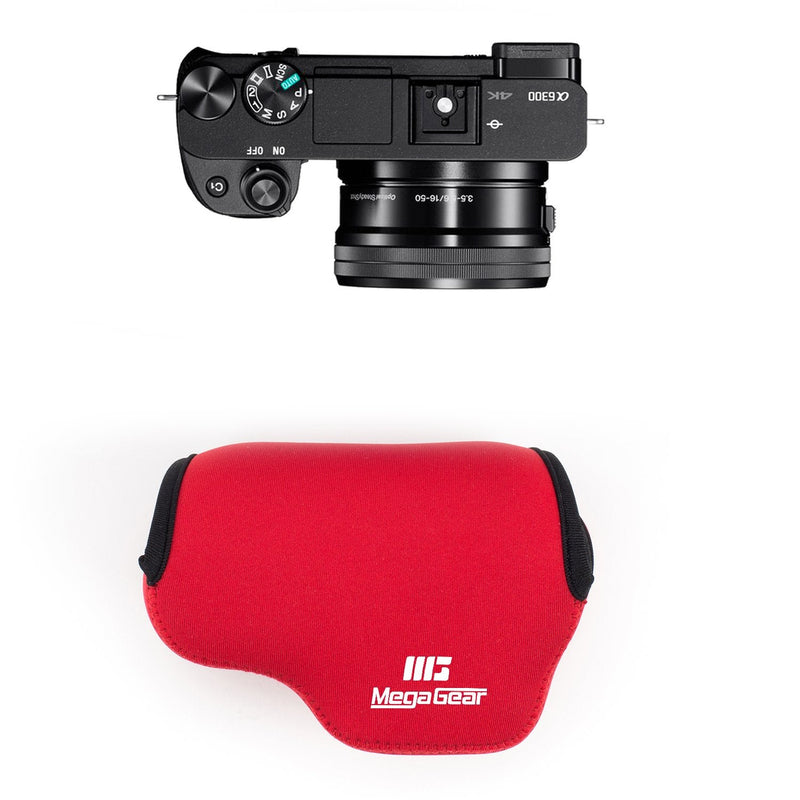  [AUSTRALIA] - MegaGear MG064 Ultra Light Neoprene Camera Case Compatible with Sony Alpha A6400, A6500, A6300, A6000 (16-50 mm)-Red (MG067) Red