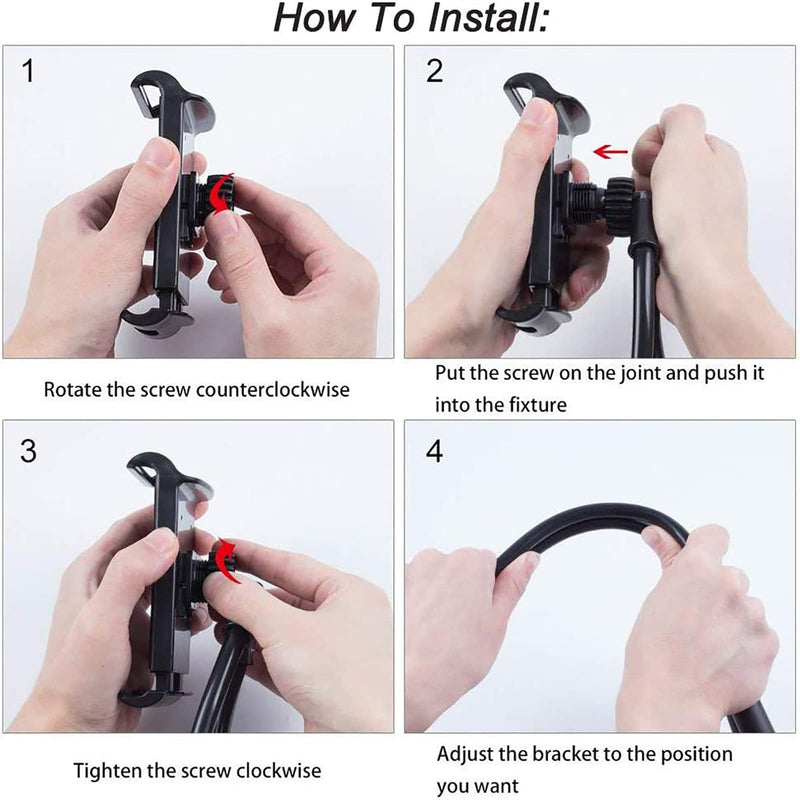  [AUSTRALIA] - NCElec 011 Neck Cell Desk Bed,Bike and Motorcycle Mount,Lazy Bracket Mobile Phone Stand Holder (Black) Black
