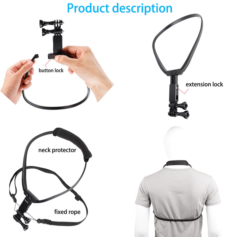  [AUSTRALIA] - Mobile Phone Chest Strap Mount Action Camera Neck Holder for VLOG/POV, for iPhone 13 12 11 Pro Max Plus,Samsung,GoPro Hero 10, 9, 8, 7, 6, 5,DJI OSMO Action 2, AKASO,and Cell Phones (4 to 7in)