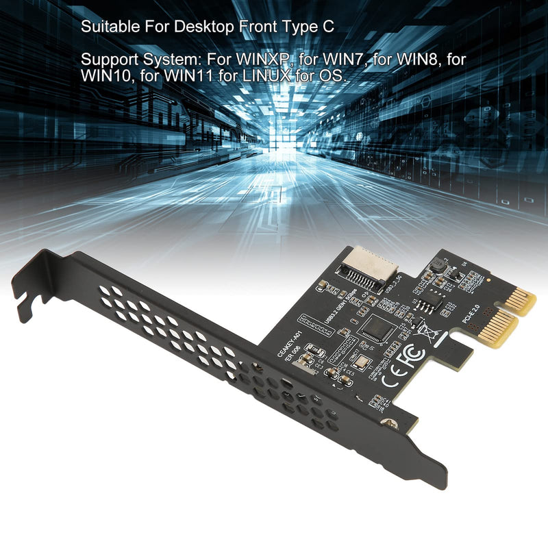  [AUSTRALIA] - PCIE to USB 3.2 Expansion Card, 5Gbps High Speed Gen1 Type E 20PIN Expansion Card, Multi Interface PCIE Riser Card for Desktop Front Type C Black