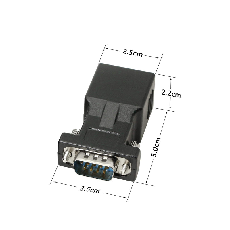 DB9 RS232 to RJ45 Extender, DB9 9-Pin Serial Port Female&Male to RJ45 CAT5 CAT6 Ethernet LAN Extend Adapter Cable-2pcs (2-Adapter) 2-Adapter - LeoForward Australia