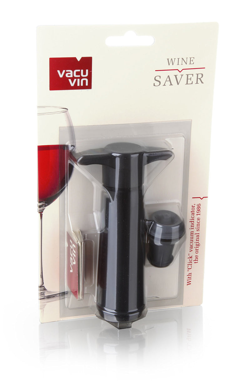  [AUSTRALIA] - Vacu Vin Black Pump with Wine Saver stoppers - Keeps wine fresh for up to 10 days (Black 1 Stopper) Black 1 Stopper