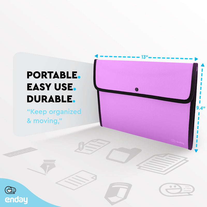  [AUSTRALIA] - Square Flap Document Holder Purple, Expanding File Folder, A4 Letter Size Reusable Filling Envelopes, Snap Closure Wallet File Pouch Also Available in Pink, Blue, Green, Red, Grey, 1 Pc– by Enday