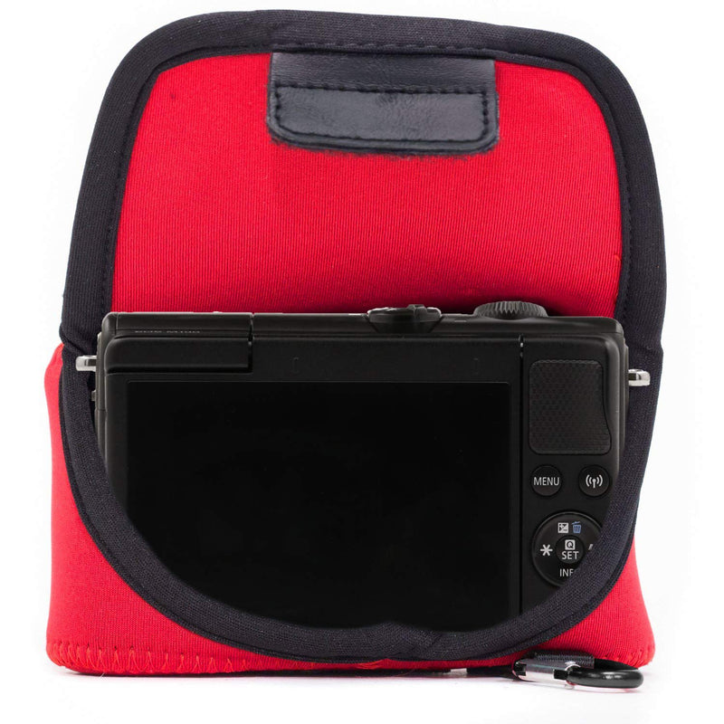  [AUSTRALIA] - MegaGear Canon EOS M100, M200 (15-45mm) Ultra Light Neoprene Camera Case, with Carabiner - Red - MG1322