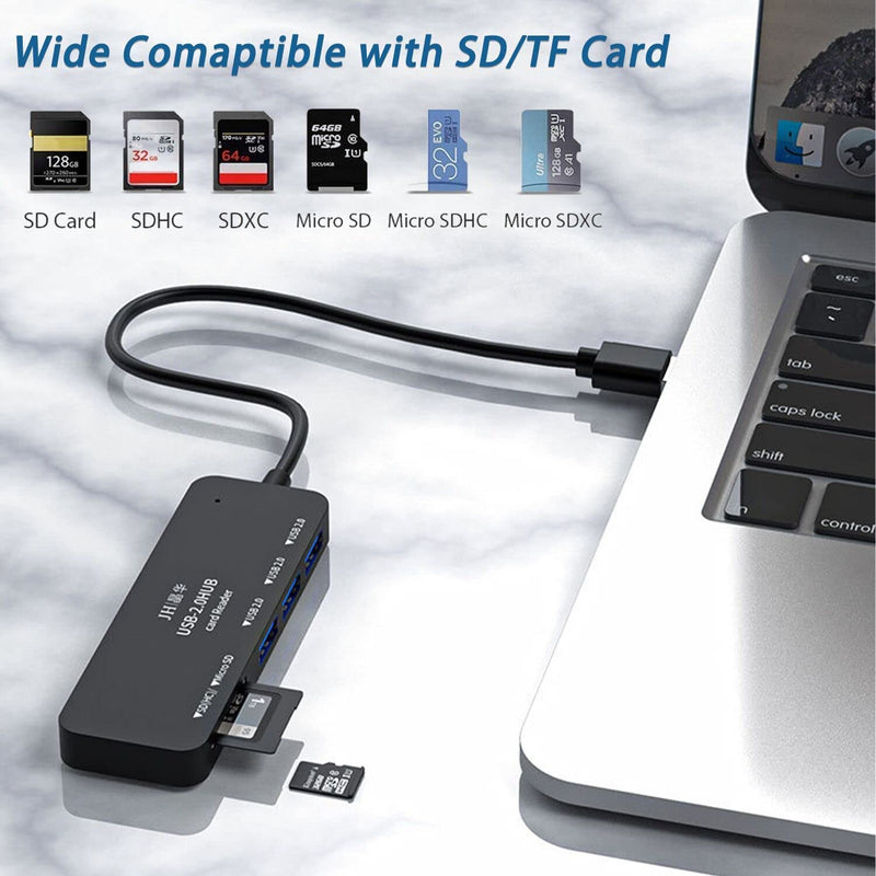  [AUSTRALIA] - USB 3.0 Hub with SD/TF Card Reader, VIENON 5 in 1 Docking Station USB Data Hub USB Splitter for MacBook, PC, Laptops, Printer,Surface Pro, USB Flash Drives and More