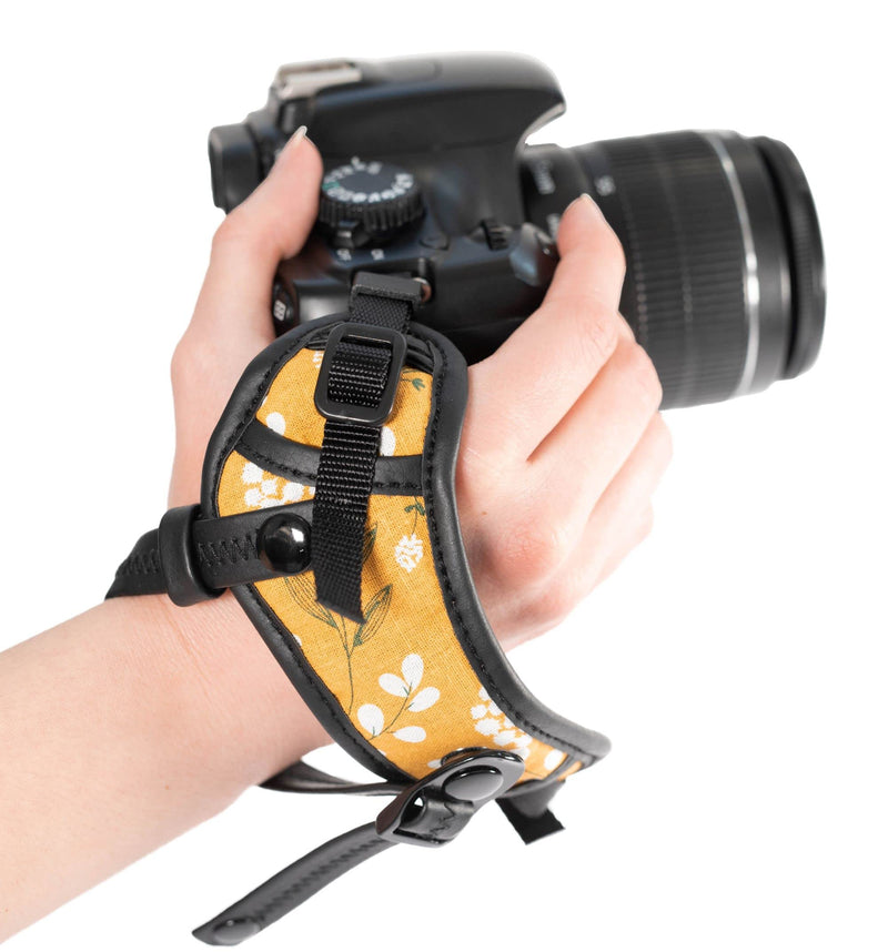  [AUSTRALIA] - Camera Wrist Hand Strap Yellow, Padded Secure Grip for Photographers, Compatible with Mirrorless and DSLR Cameras, Padded Wrist Strap, Adjustable to All Hand Size, Easy to Install