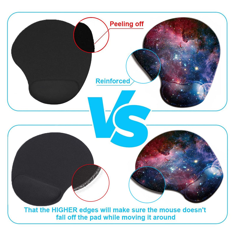 Dooke Ergonomic Mouse Pad with Wrist Support, Cute Mouse Pads with Non-Slip Rubber Base for Home Office Working Studying Easy Typing & Pain Relief Blue Red Nebula - LeoForward Australia