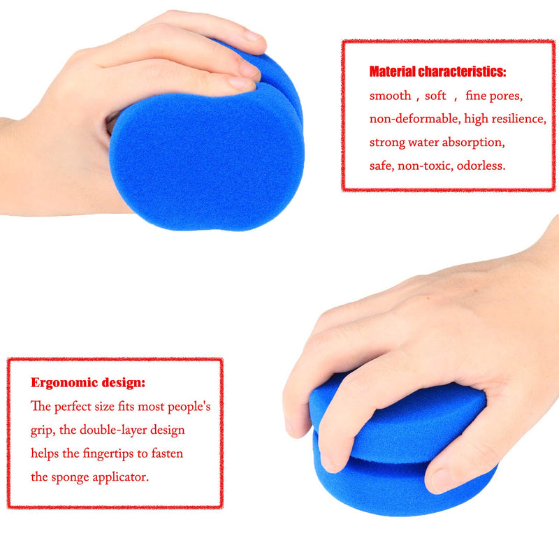 [AUSTRALIA] - Paint Sponge Applicator,Complete with Mesh Hang Dry Storage Bag, Blue Double Layer Circular 3.15 Inch (2 Pack)