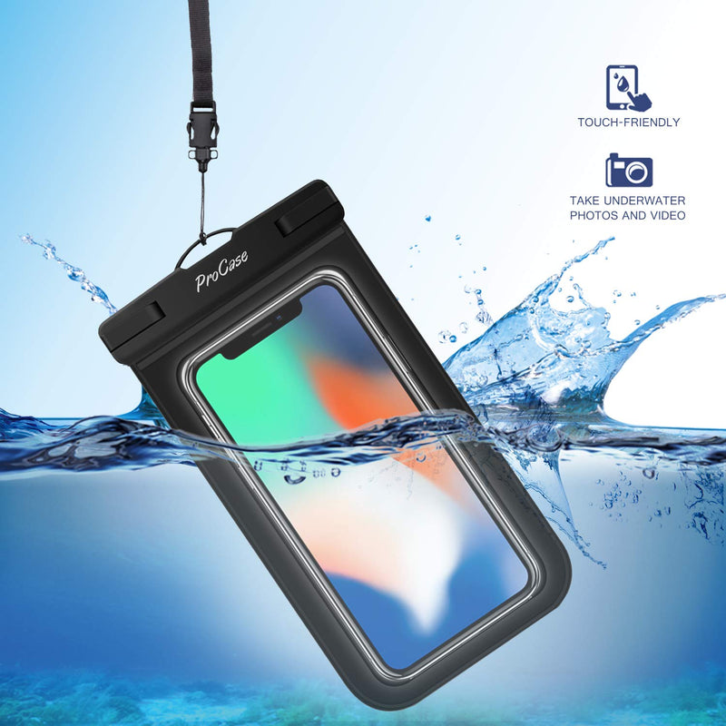  [AUSTRALIA] - ProCase Universal Cellphone Waterproof Pouch Dry Bag Underwater Case for iPhone 13 12 Pro Max 11 Pro Max 13 Mini Xs Max XR X 8 7 6, Galaxy S20 Ultra S10 Note10 up to 7" -4 Pack,Black Black