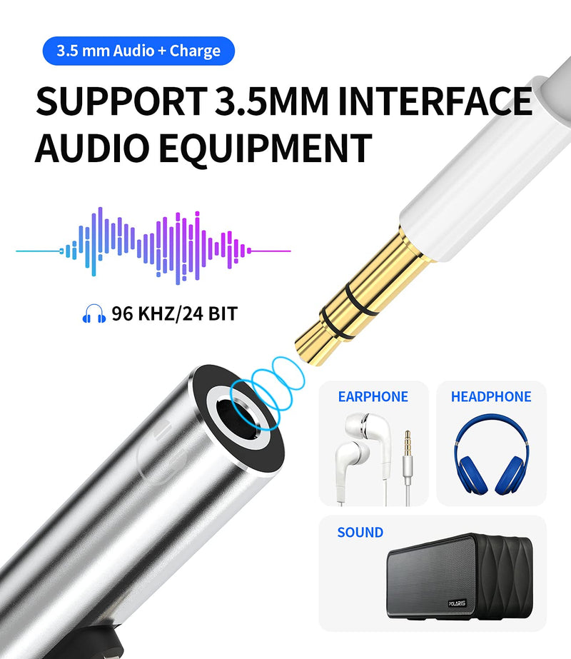  [AUSTRALIA] - Headphone Adapter Lightning to 3.5mm AUX Audio Jack and Charging Dongle Earphone Headset Splitter Compatible with iPhone 11 12 13 Mini pro max xs xr x 7 8 Ipad Air para Y Cable Cord Converter Earbud