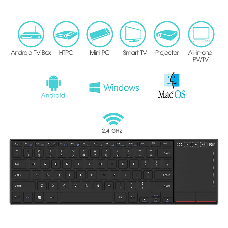 Rii K22 Ultra Slim 2.4 Gigahertz Mini Wireless Multimedia Keyboard with Touchpad for PC and Laptop - LeoForward Australia