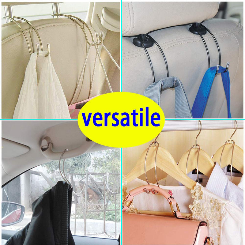  [AUSTRALIA] - 4 Pack Car Seat Headrest Hooks Strong and Durable Backseat Hanger Storage for Handbags, Purses, Coats, and Grocery Bags, Universal SUV Truck Vehicle Car Seat Back Headrest Bottle Holder Organizer 4 Pack