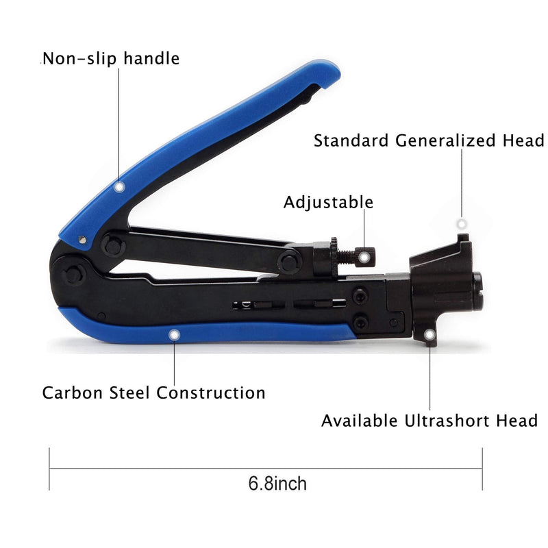  [AUSTRALIA] - TLS.eagle Coax Cable Crimper Coaxial Compression Tool Kit Adjustable Wire Stripper with F RG6 RG59 RG11 RG7 Pack of 20 Blue