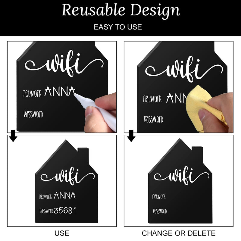  [AUSTRALIA] - WiFi Password Sign Wooden Table WiFi Sign Wooden Freestanding Sign with Board Erasable Pen Chalkboard Style Freestanding Sign for Home Business Table Centerpieces Decoration (Black) 5 x 3.7 x 0.6 Inches Black Style