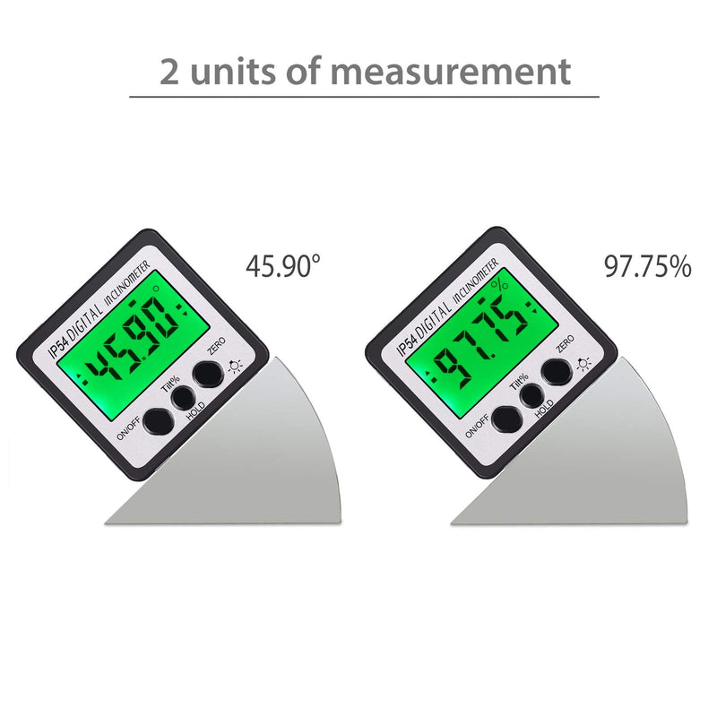  [AUSTRALIA] - AUTOUTLET Digital Inclinometer Protractor LCD Angle Finder Bevel Box Angle Gauge with Magnetic Base for Woodworking Automotive Maintenance Industry Silver