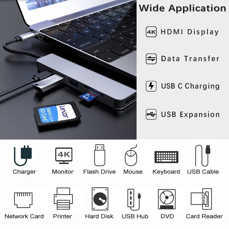  [AUSTRALIA] - USB C Docking Station, HDMI to USB C Adapter for Monitor, USB-C Hub HDMI Dongle for Laptop, Micro SD Card Reader USB C Dock for Chromebook, USB C to USB Adapter Multiport for MacBook pro
