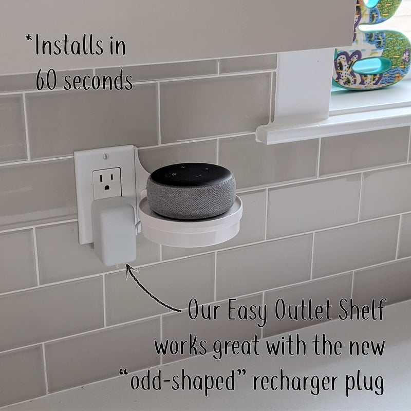 [AUSTRALIA] - Dot Genie [Square Plug ONLY 2018-2021]: Dot 3rd Gen Wall Mount | The Original Outlet Hanger | No Muffled Sound | Exposed Speaker Grill, Mics, and Lights (White, 1-Pack) 1 Pack White