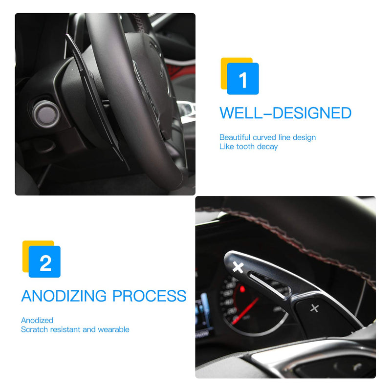  [AUSTRALIA] - CheroCar Steering Wheel Shift Paddle Shifter Trim Cover For Chevrolet Camaro 2017+ Aluminum Interior Decoration Accessories, 1PC, Black