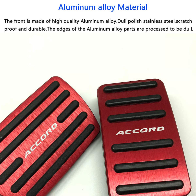  [AUSTRALIA] - BOYUER Anti-Slip No Drilling Aluminum Brake and Gas Accelerator Pedal Covers For Honda Accord 2014 2015 2016 2017 Foot Pedal Pads Kit 2PCS (RED) RED