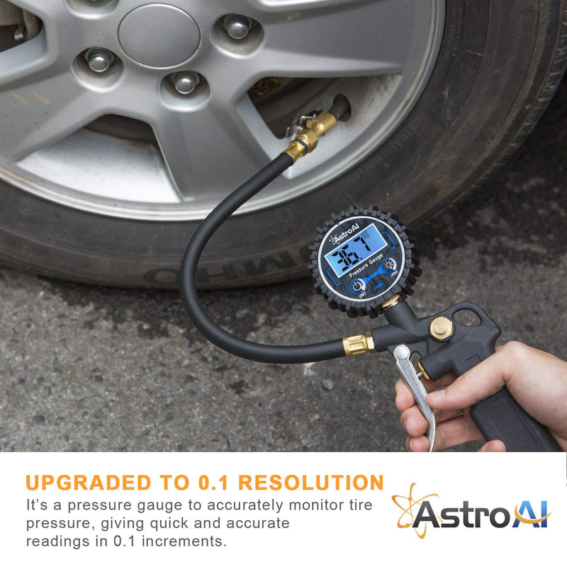 AstroAI Digital Tire Inflator with Pressure Gauge, 250 PSI Air Chuck and Compressor Accessories Heavy Duty with Rubber Hose and Quick Connect Coupler for 0.1 Display Resolution - LeoForward Australia