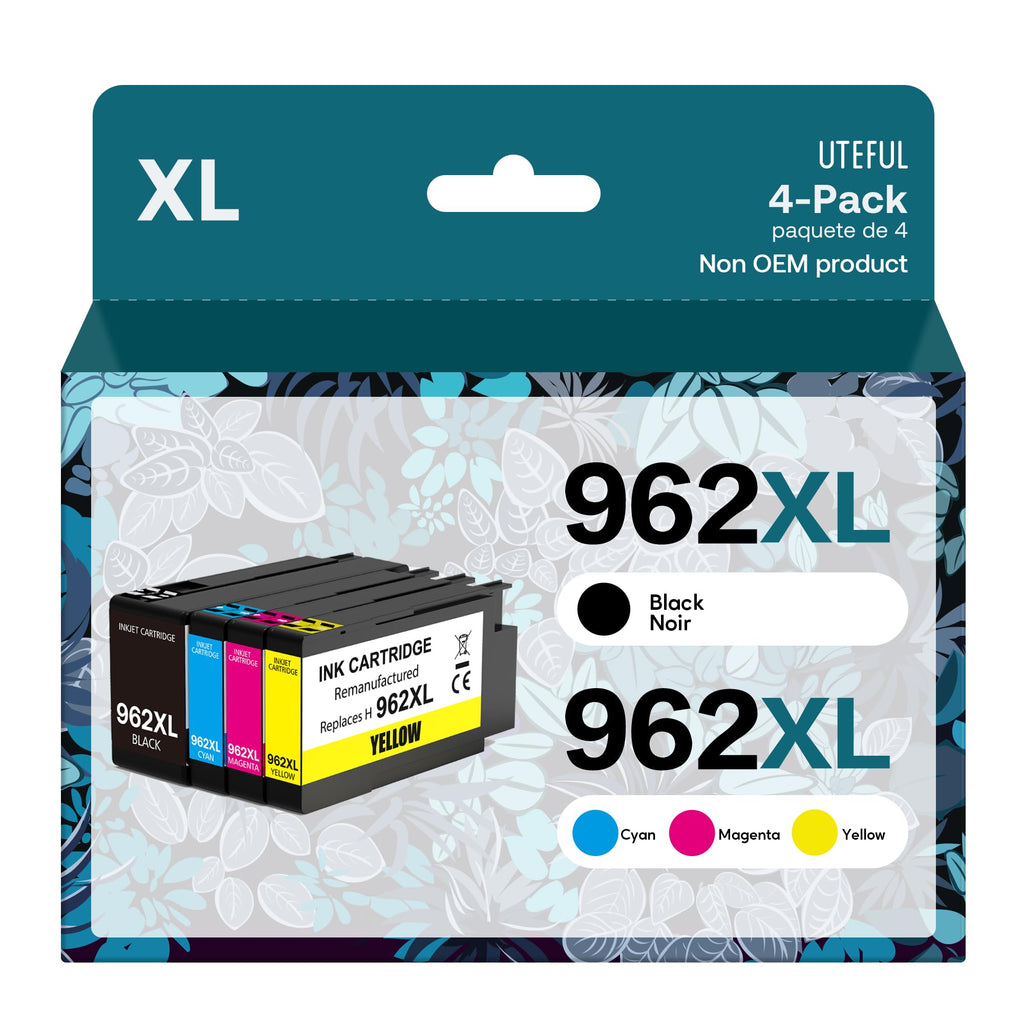  [AUSTRALIA] - 962XL Ink Cartridges Combo Pack High-Yield Compatible Replacement for HP 962 Ink Cartridges (Black,Cyan,Magenta,Yellow,4-Pack) Work with HP OfficeJet Pro 9010 9012 9015 9016 9018 9020 9025 Printer