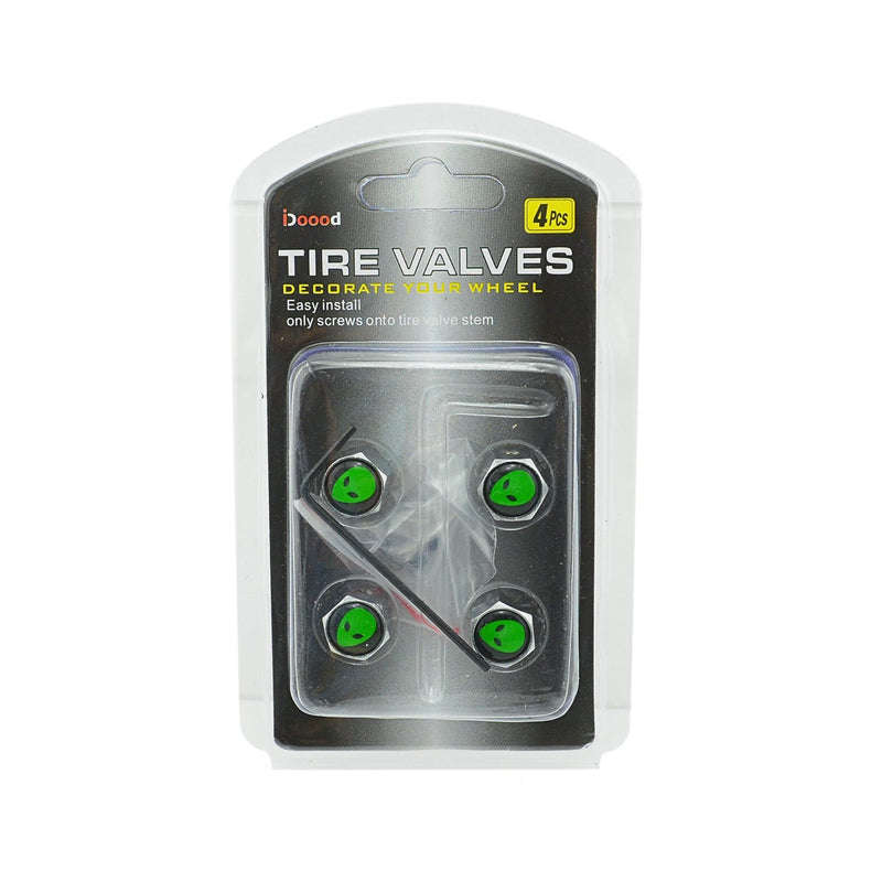  [AUSTRALIA] - iDoood Anti-theft Car Wheel Tire Valve Stem Cap Universal With Tool (Logo:For Alien)
