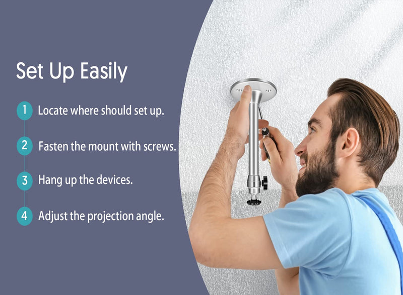  [AUSTRALIA] - Universal Mini Ceiling Projector Mount, Angle Adjustable Projector Wall Ceiling Mount with 360 Degrees Rotatable Heads, Compatible with Mini Projectors, Camcorder, Digital Camera