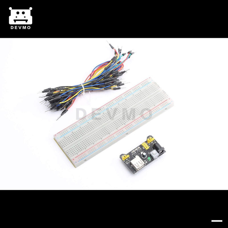  [AUSTRALIA] - DEVMO 400/830 MB102 Point Breadboard 1660 Power Supply Module Tie Points Solderless Jumper Cables Jump Wire Compatible with Ar-duino