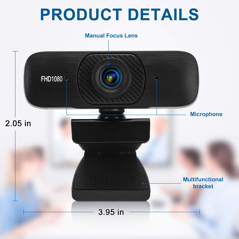  [AUSTRALIA] - Webcam with Microphone & Privacy Cover, 1080P Drive-Free USB Plug and Play Laptop PC Desktop Web Camera, 110-Degree View Angle PC Camera for Video Calling Recording Conferencing Zoom Skype Video Chat