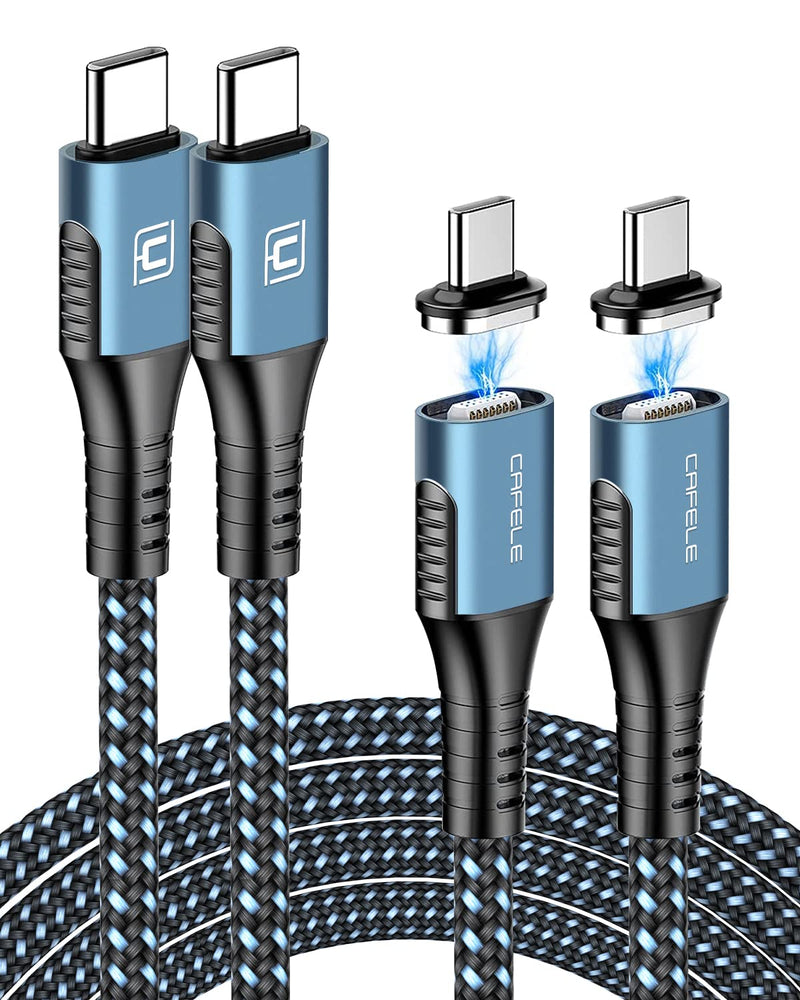  [AUSTRALIA] - USB C to USB C Cable,60W 3A Fast Magnetic Charging Cable,CAFELE 2 Pack Type C to Type C Nylon Cable Fast Charge for Samsung Galaxy S10 S10+ / Note 8, LG V20 and Other Type C Charger (Blue) blue