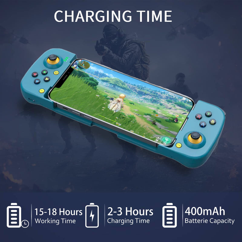  [AUSTRALIA] - Mobile Game Controller for iOS iPhone 14/13/12/11/X, iPad, MacBook, Android Samsung, TCL, Tablet, PC, Steam Deck, Wireless Gamepad Joystick for Call of Duty, Apex, with Macro Programming -Direct Play Blue