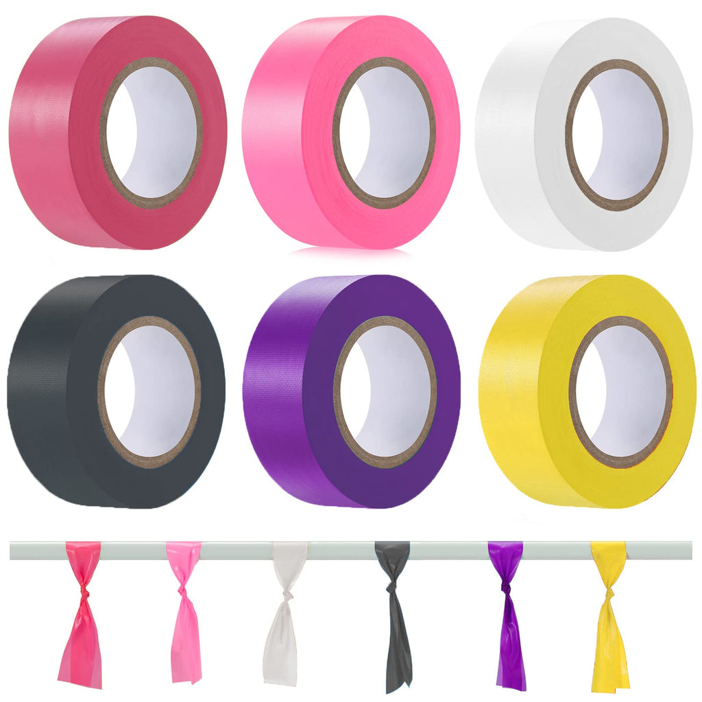  [AUSTRALIA] - 6 Pack Flagging Tape,Non-Adhesive Marking Tape Surveyors Tape Neon Marking Tape Non-Adhesive Tape Survey Tape for Boundaries and Hazardous Areas,Trail Marking (Chic Colors 6PACK) Chic Colors 6PACK