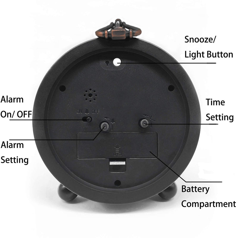  [AUSTRALIA] - Vintage Alarm Clock, Retro Analog Alarm Clock, 4 inch Super Silent Non Ticking Small Clock with Night Light, Battery Operated, Simply Design, for Living Room, Bedroom, Bedside, Desk, Gift Clock