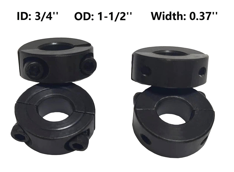  [AUSTRALIA] - Double Split Shaft Collar, 3/4’’ Round Bore Clamp Steel Set Screw Shaft Collar Two-Piece Shaft Collar for Automotive and Industrial Use, 1 1/2" OD, 0.37" Width (3/4'' Round Bore, 4) 3/4'' Round Bore