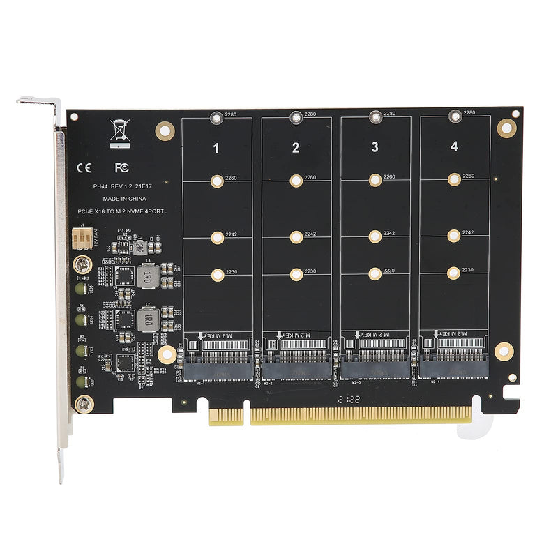  [AUSTRALIA] - Quad M.2 NVME SSD to PCI-E 4.0 X16 Adapter, High Speed 4x32Gbps Soft Raid Card with Individual LED Indicator Support 2230 2242 2260 2280 (ph44) ph44