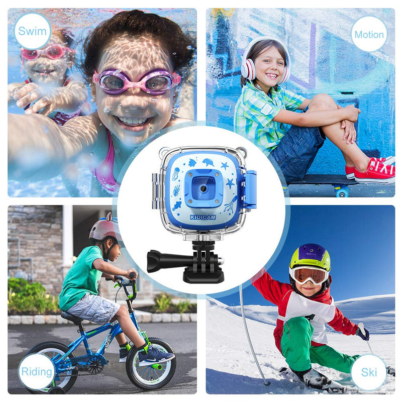  [AUSTRALIA] - Dragon Touch Kids Action Camera - Waterproof Kidicam 2.0 Digital Camera for Boys Girls 1080P Sports Camera Camcorder with 16GB Memory Card (Blue) Blue