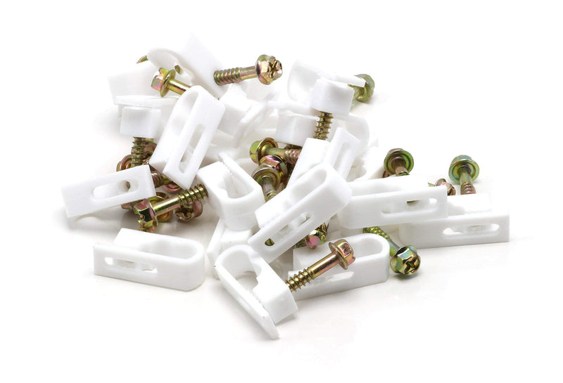  [AUSTRALIA] - THE CIMPLE CO - Dual, Twin, or Siamese Coaxial Cable Clips, Cat6, Electrical Wire Cable Clip, 1/2 in Screw Clip and Fastener, White (100 Pieces per Bag) 100 Pack