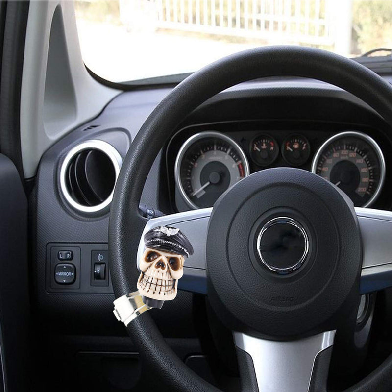  [AUSTRALIA] - Bashineng Skull Steering Wheel Spinner Power Handle Knob for Universal Fit Most of The Cars (Black)