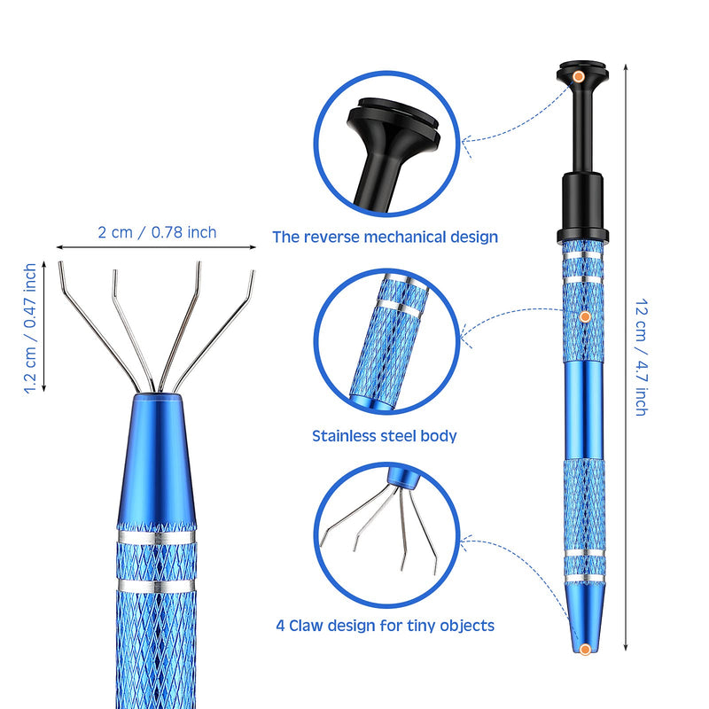  [AUSTRALIA] - 3 Pieces Magnetic Telescoping Pick Up Tool with Prong Pickup Tool Extendable 20 lb 3 lb Telescopic Magnet Stick with 4 Claw Metal Grabber Electronic Component Catcher for Bead Diamond Gems Small Parts