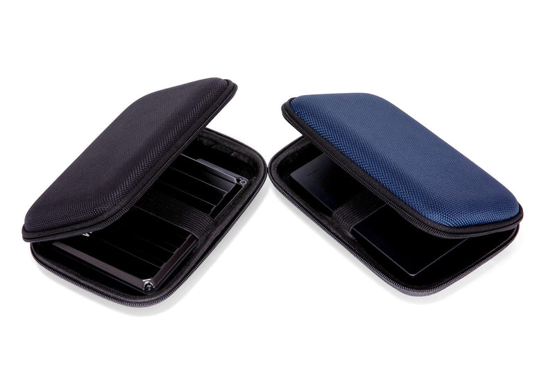  [AUSTRALIA] - Ginsco 2pcs EVA Hard Carrying Case for Portable External Hard Drive Power Bank Charger USB Cable Battery Case (Black+Blue) Black+Blue