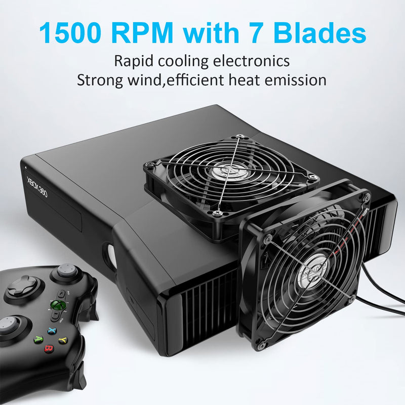  [AUSTRALIA] - ELUTENG Dual 120mm USB Fan with 3 Speeds 5V Ventilator Fan Portable Cooling Fan Rechargeable Compatible for Laptop Receiver DVR Playstation Xbox Desk Computer Cabinet Cooling