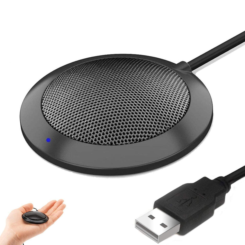  [AUSTRALIA] - Hfuear USB Computer Microphone, Portable Omnidirectional Condenser Boundary Laptop Conference Microphone for Recording, Video Meeting, Gaming, Skype, VoIP Calls with 360°10ft Pickup Range black