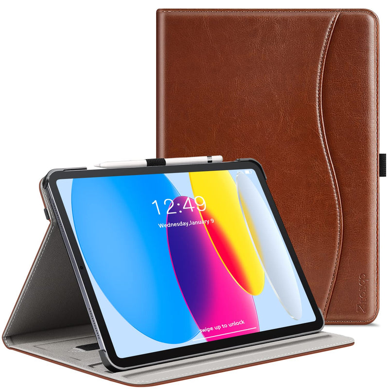  [AUSTRALIA] - ZtotopCases for New iPad 10th Generation Case 10.9 Inch 2022, Premium PU Leather Business Folio Stand Cover with Slot, Auto Wake/Sleep, Multi-Angles for iPad 10th Gen 10.9" Case, Brown