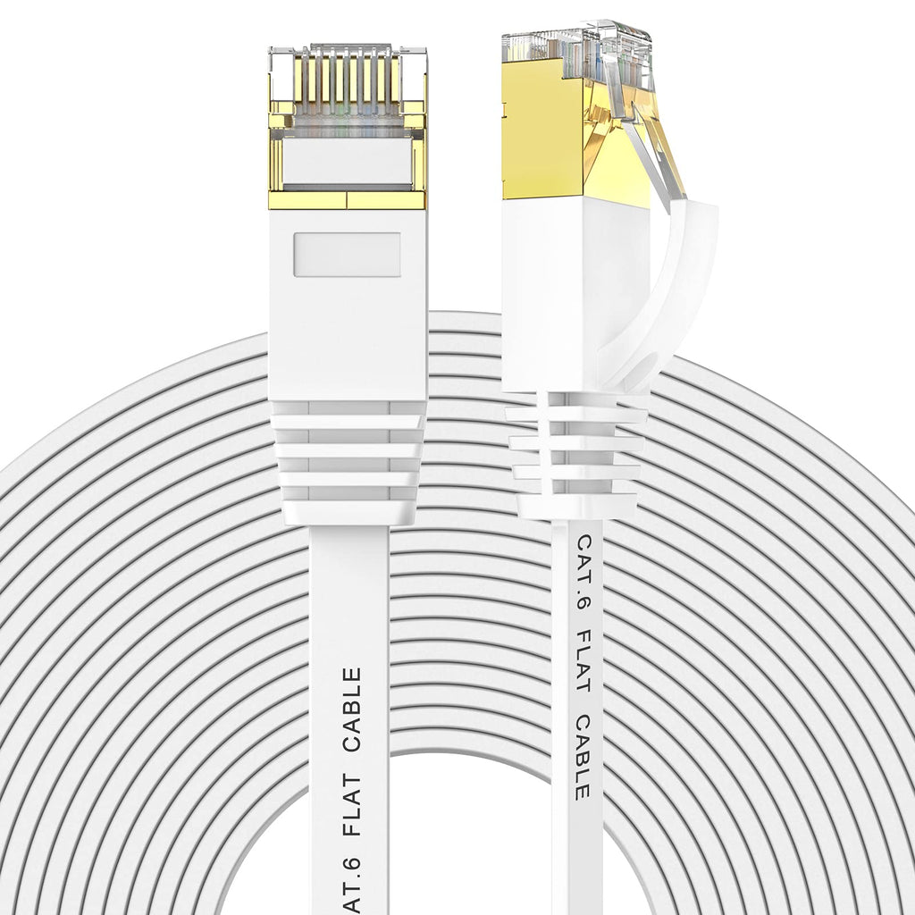  [AUSTRALIA] - Ercielook Ethernet Cable 100 ft High Speed, Cat 6 Flat Network Cable with Rj45 Connectors, Long LAN Cable with Clips - White 30 M… 100FT-gold