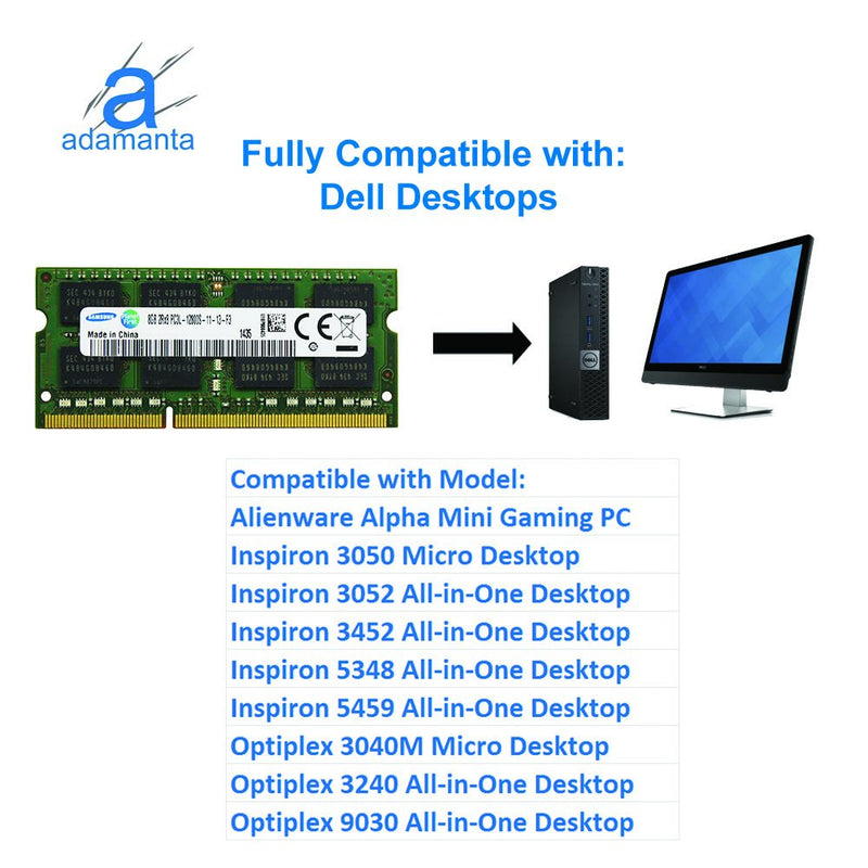  [AUSTRALIA] - Factory Genuine 8GB (1x8GB) Compatible with Dell Alienware, Inspiron, Latitude, Optiplex, Precision, Vostro DDR3L 1600Mhz PC3L-12800 SODIMM 2Rx8 CL11 1.35v Laptop Notebook Memory Upgrade RAM
