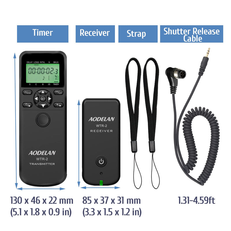  [AUSTRALIA] - Aodelan Wireless Remote Timer Shutter Release Intervalometer Remote Control LCD Compatible for Nikon D6,D5, D4s, D4, D3, D850, D810, D800, D700, D500, D300, D200, F6, F100, F5, F90, N90s, D1X, D2H N8 compatible with Nikon