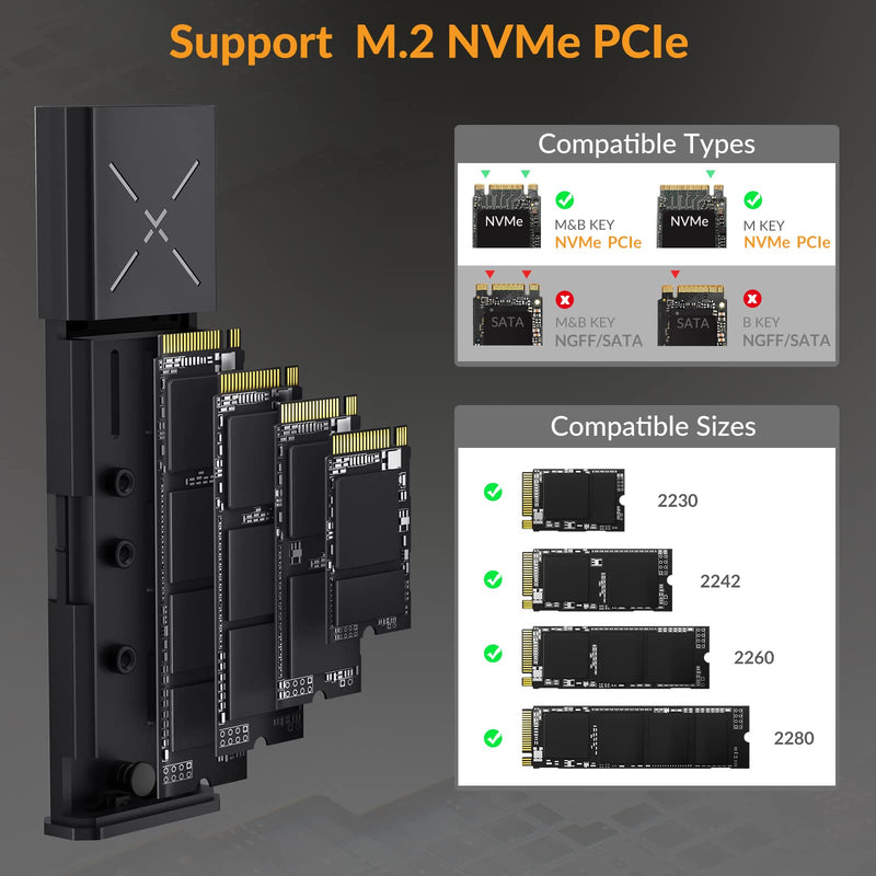  [AUSTRALIA] - iDsonix M.2 NVMe PCIe SSD Enclosure Adapter[Tool Free][Aluminum], NVMe to USB C 3.2 Gen 2 10Gbps NVMe PCIe External Enclosure, Supports M-Key/B+M Key, with UASP Trim for 2230/2242/2260/2280 SSD Doré