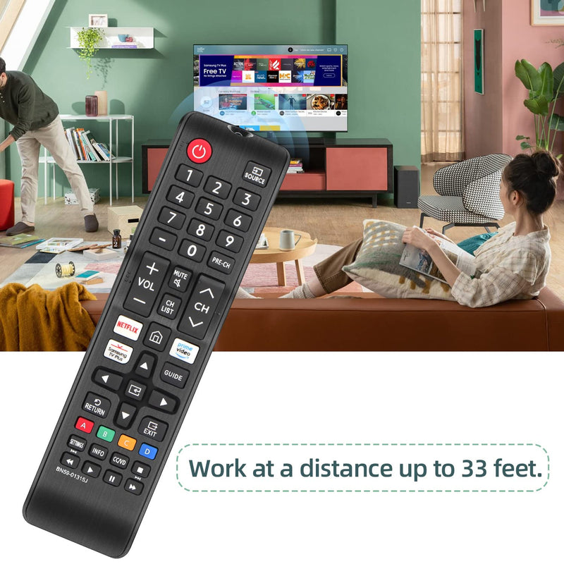  [AUSTRALIA] - Gvirtue Remote Control BN59-01315J Replacement for Samsung-Smart-TV-Remote Samsung LED LCD QLED 4K 8K UHD 3D HDTV HDR Curved Crystal Smart TV with Netflix, Prime Video, Samsung TV Plus Button